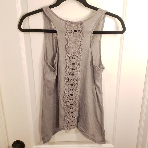 Lace Detailed Back Grey Tank Top Arizona Jeans Co. - Picture 1 of 5
